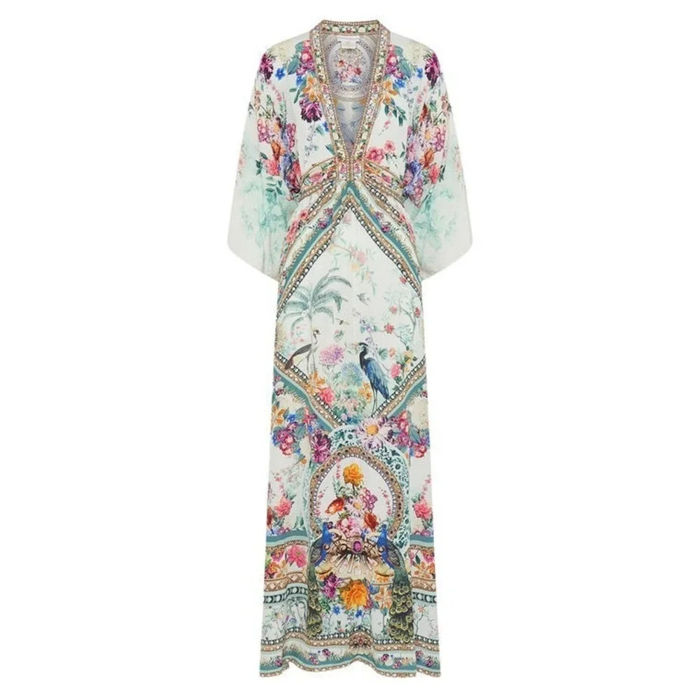 camilla silk kaftan dress Camilla T-Shape Long Silk Kaftan Dress